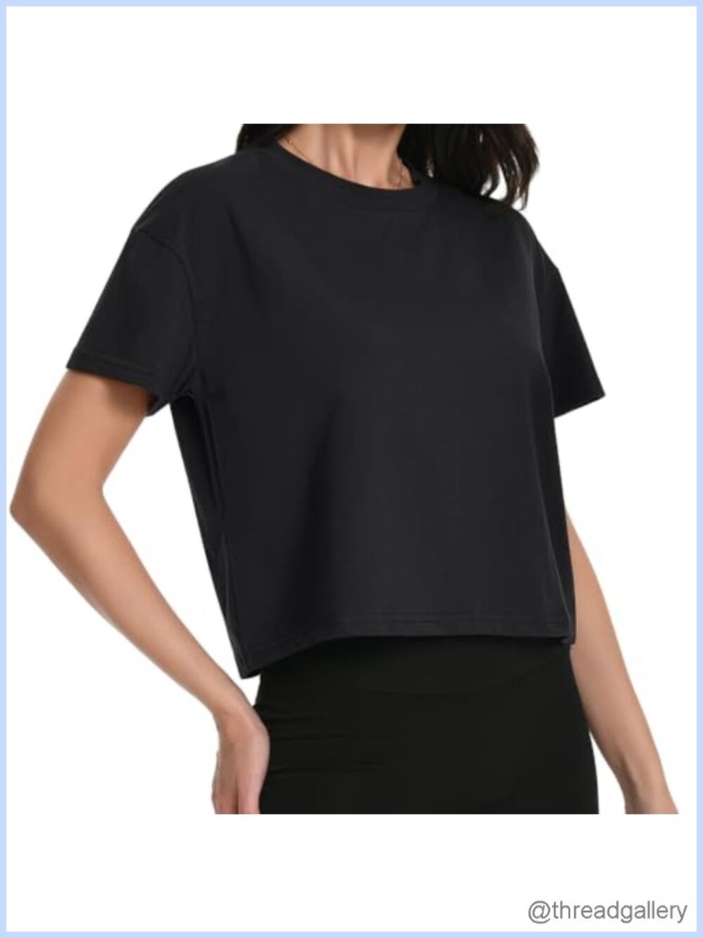 Women's Cotton Crop Top Oversized Boxy Workout T-Shirt Short Sleeve Crew Neck